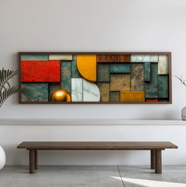 Wallity Pintura Decorativa EMR010 Multicolor en MDF con Marco